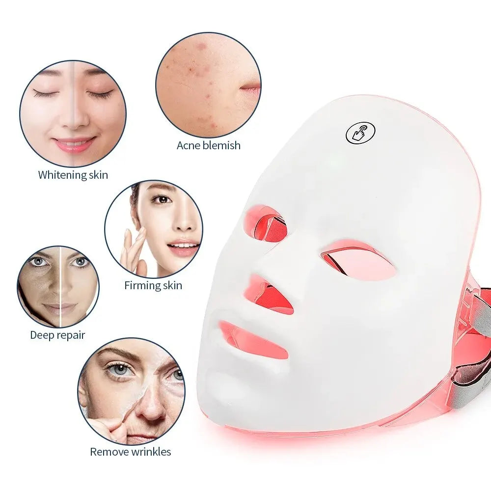 Color LED Face Mask Light Therapy Anti-Aging Acne Treatment Skin Care Tool