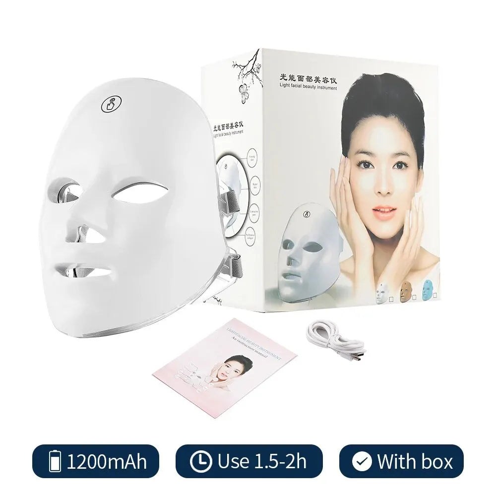 Color LED Face Mask Light Therapy Anti-Aging Acne Treatment Skin Care Tool