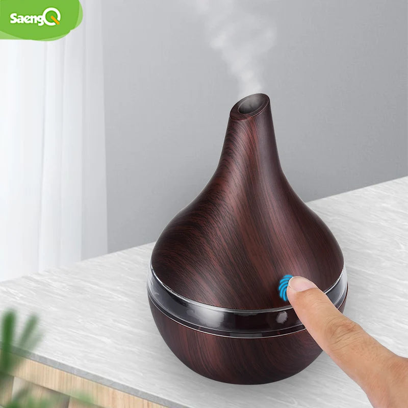 saengQ Humidifier Electric Aroma Air Diffuser Wood Ultrasonic Air Humidifier Essential Oil Aromatherapy Cool Mist Maker For Home