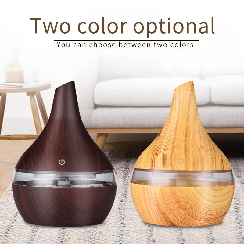 saengQ Humidifier Electric Aroma Air Diffuser Wood Ultrasonic Air Humidifier Essential Oil Aromatherapy Cool Mist Maker For Home