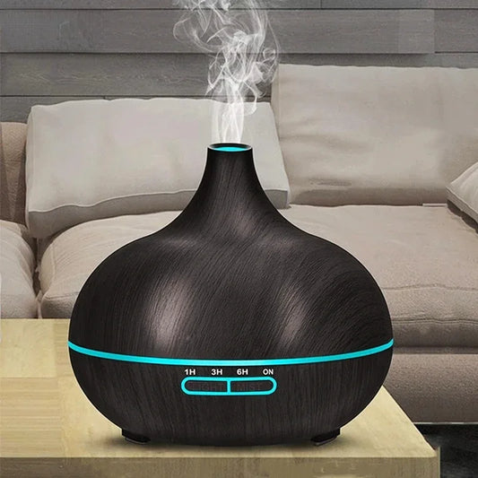 High Quality 500ml Aroma Essential Oil Diffuser Wood Grain Air Humidifier Aromatherapy Ultrasonic Remote Control Home Bedroom