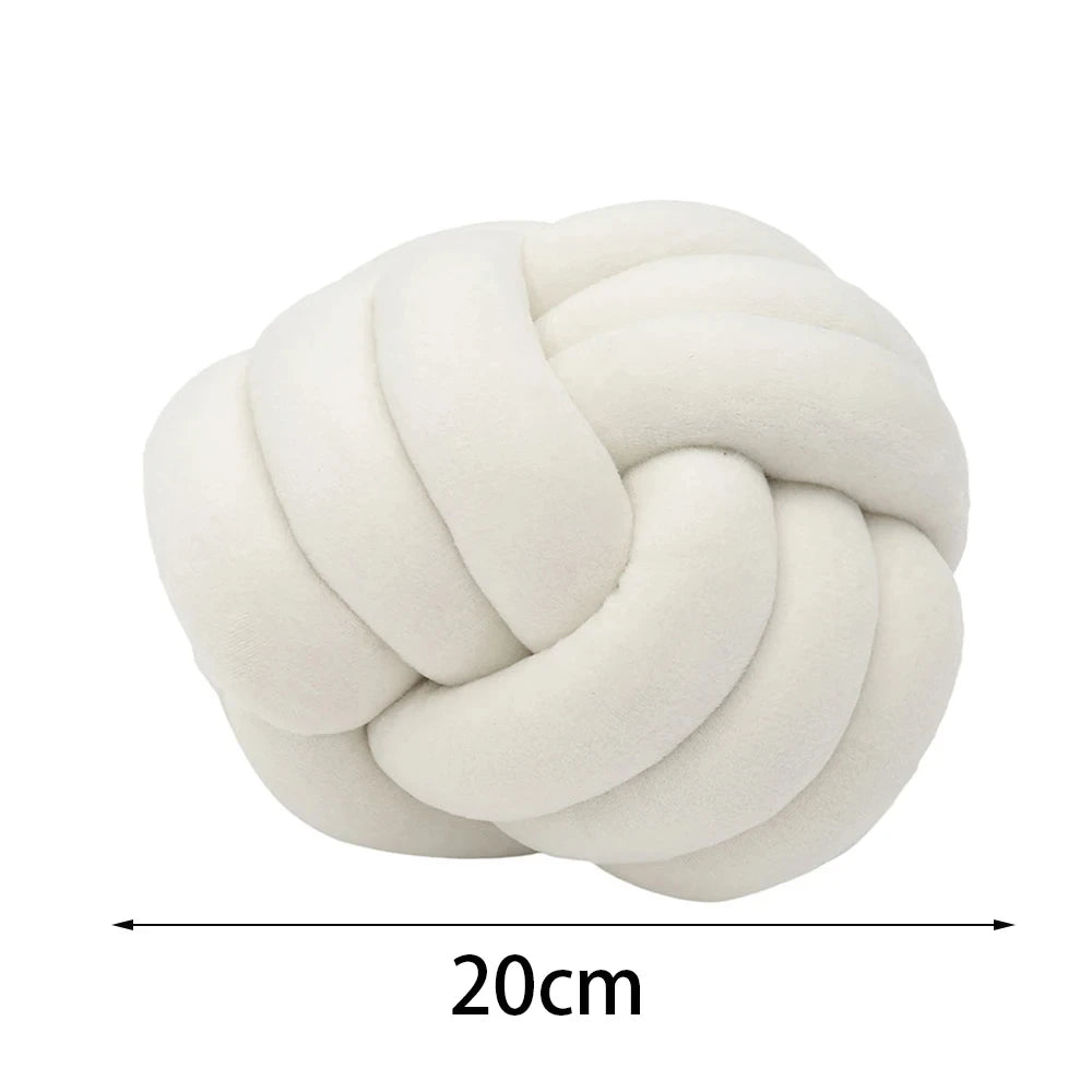 Knotted Ball Throw Pillow Ultra Soft The bed Decorative Hand-woven Round Lamb Plush Pillow Kids Sofa Living Room