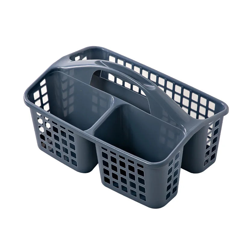 Portable Plastic Shower Caddy Basket with Compartments, Cleaning Supply Storage Organizer with Handle for College Dorm Bathroom