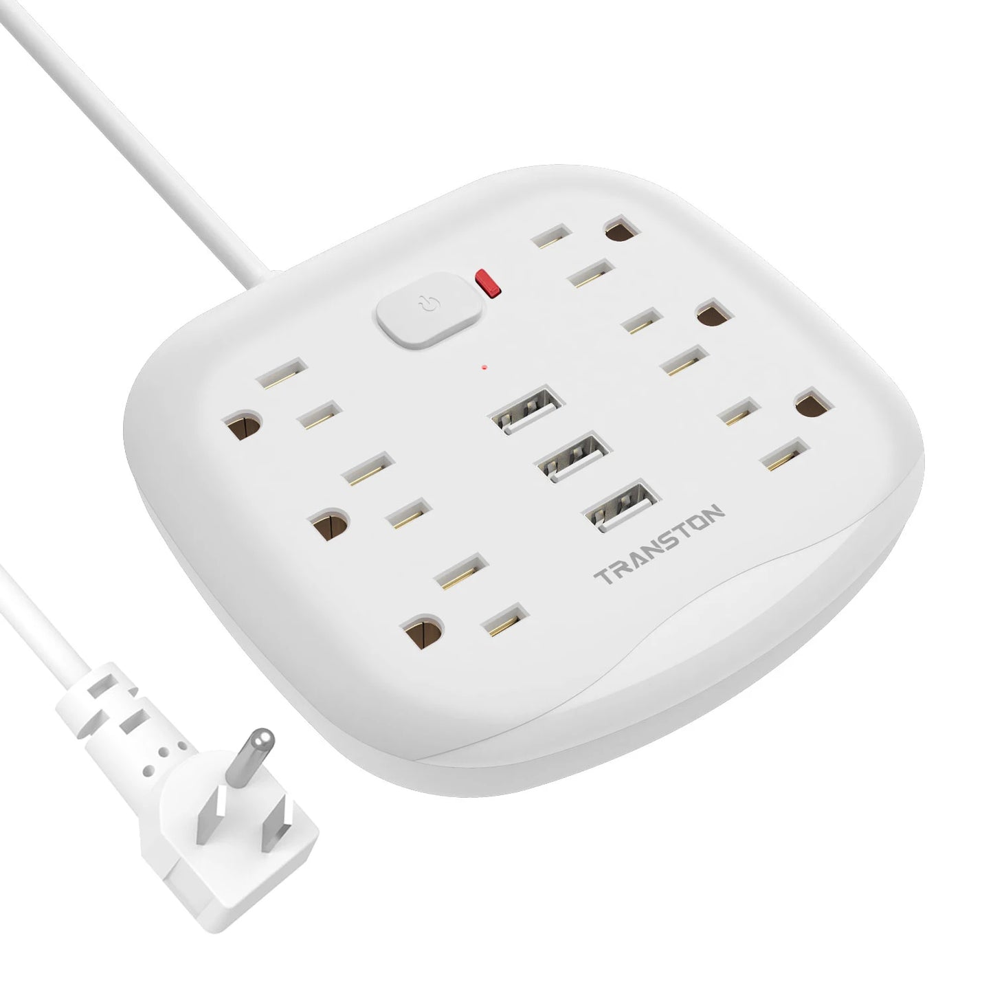 US Power Strip Surge Protector 6 Outlet 3 USB with Switch Control & Flat Plug Fireproof Heavy Duty Extension Cord Compact