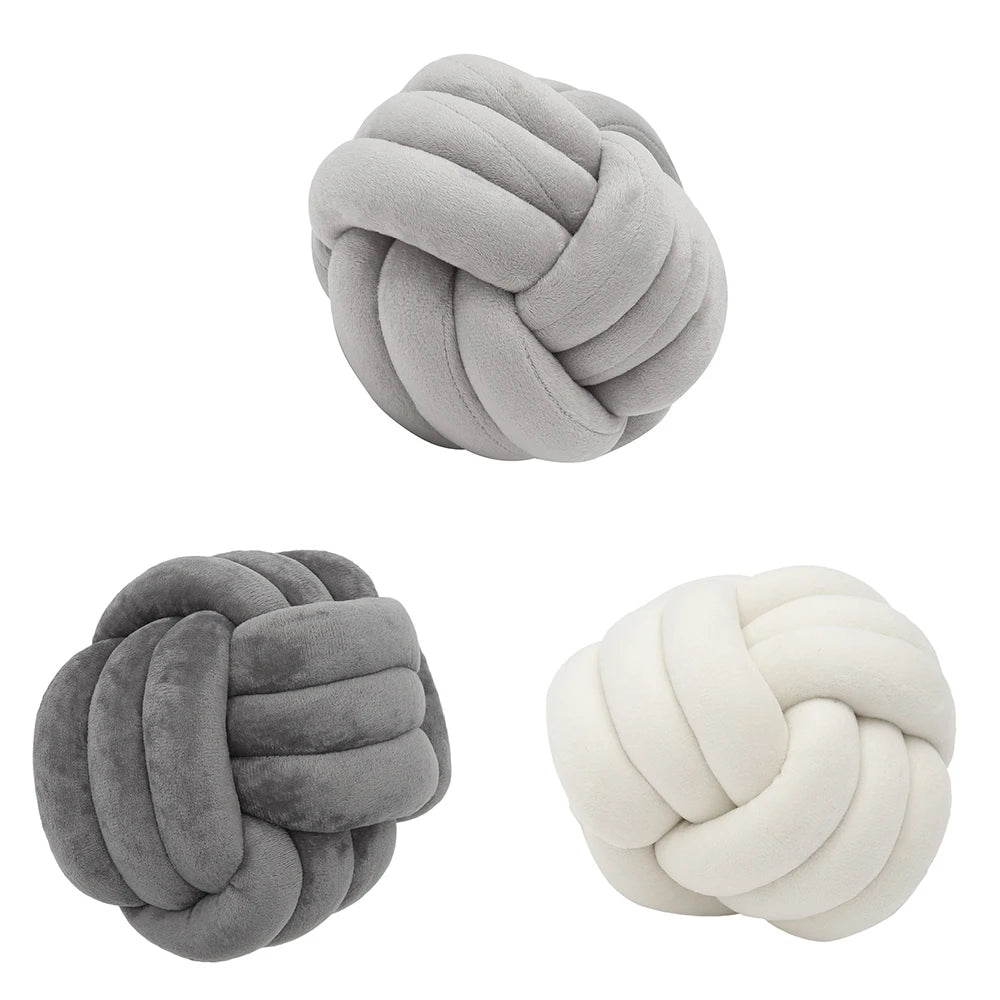 Knotted Ball Throw Pillow Ultra Soft The bed Decorative Hand-woven Round Lamb Plush Pillow Kids Sofa Living Room