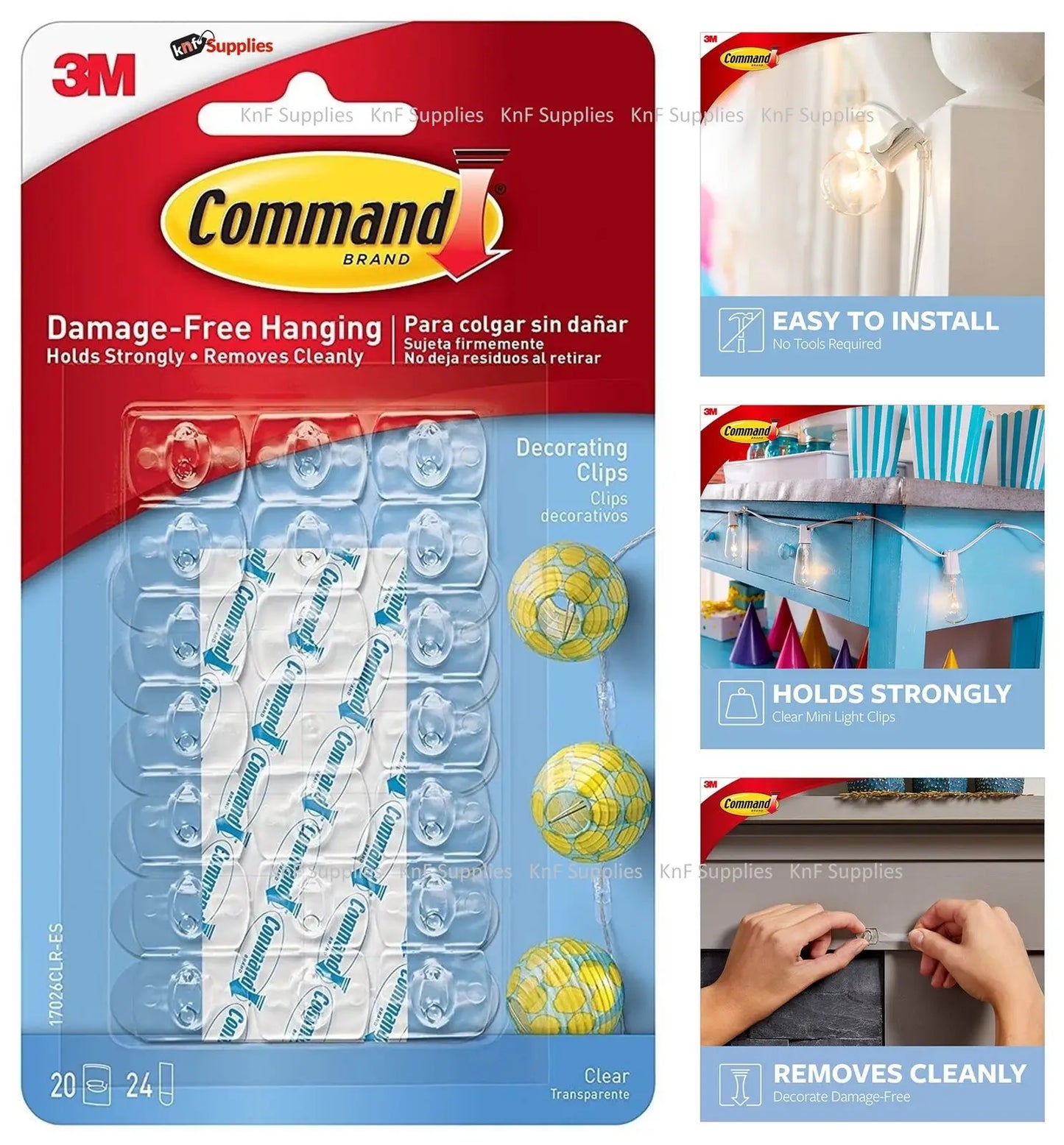 2packs X 3M Command Decorating Clips Damage-Free Hanging Clear clips mini transparent hook Lights Clip removes cleanly