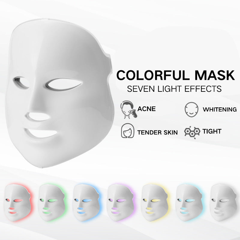 Cross-Border LED Photon Quantum Sr Beautification Tool Household Face Red And Blue Everbright Bank Light Seven-color Beauty Apparatus Mask Beauty