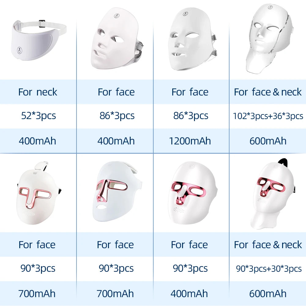 7 Colors Photon Facial LED Mask Red Light Therapy Anti Aging Face Neck Beauty Mask Relaxation Treatment Anti-Wrinkle Skin Care